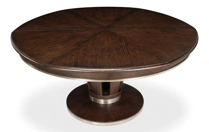 Soho Jupe Extendable Round Dining Table Burnt Brown Dining Tables LOOMLAN By Sarreid