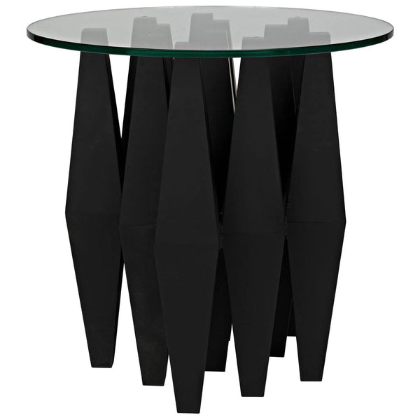 Soldier Side Table, Black Steel with Glass Top Side Tables LOOMLAN By Noir