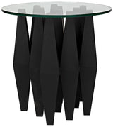 Soldier Side Table, Black Steel with Glass Top Side Tables LOOMLAN By Noir