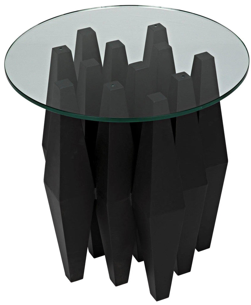 Soldier Side Table, Black Steel with Glass Top Side Tables LOOMLAN By Noir