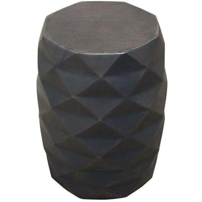 Solid Mango Wood Accent Table in Grey Finish Geometric Motif Side Tables LOOMLAN By Diamond Sofa