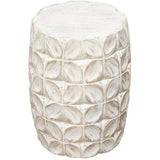 Solid Mango Wood Accent Table in White Finish Leaf Motif Side Tables LOOMLAN By Diamond Sofa