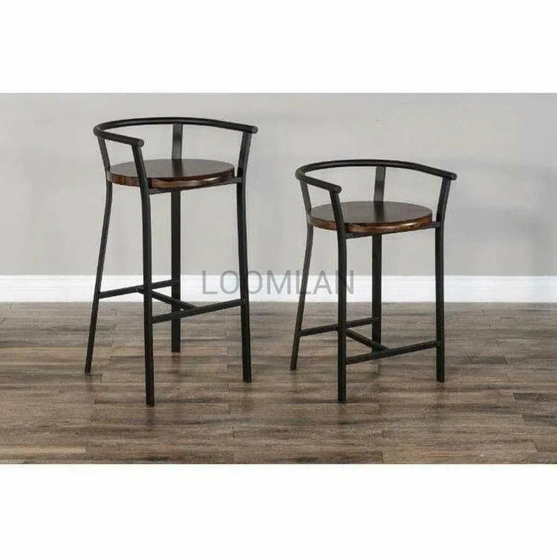 Solid Wood 30"H Bar Height Barstool Wood Seat Bar Stools LOOMLAN By Sunny D