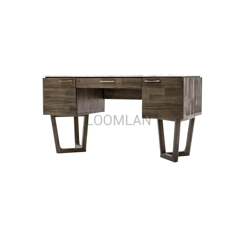 Solid Wood and Marble Mid-Century Desk Aura Writing Desk Home Office Desks LOOMLAN By LH Imports