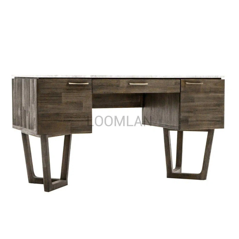 Solid Wood and Marble Mid-Century Desk Aura Writing Desk Home Office Desks LOOMLAN By LH Imports