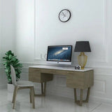 Solid Wood and Marble Mid-Century Desk Aura Writing Desk Home Office Desks LOOMLAN By LH Imports