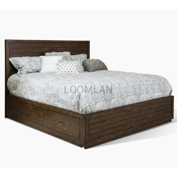 Solid Wood Platform Storage Bed with Drawers Beds LOOMLAN By Sunny D