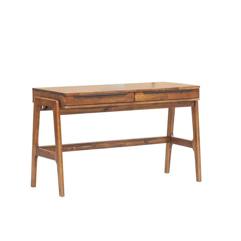 Solid Wood Rustic Desk With Storage Drawers Remix Writing Desk Home Office Desks LOOMLAN By LH Imports