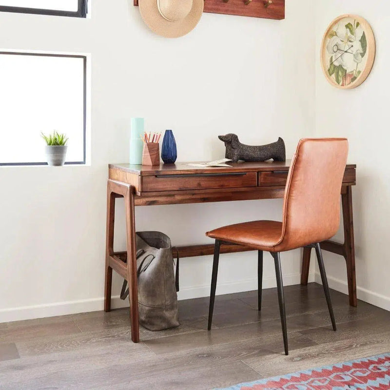 Solid Wood Rustic Desk With Storage Drawers Remix Writing Desk Home Office Desks LOOMLAN By LH Imports