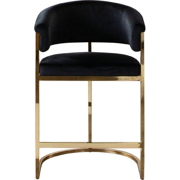 Solstice Counter Height Chair in Black Velvet with Polished Gold Metal Frame Counter Stools LOOMLAN By Diamond Sofa