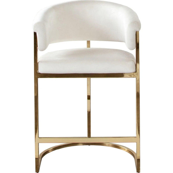 Solstice Counter Height Chair in Cream Velvet with Polished Gold Metal Frame Counter Stools LOOMLAN By Diamond Sofa