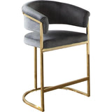 Solstice Counter Height Chair in Grey Velvet with Polished Gold Metal Frame Counter Stools LOOMLAN By Diamond Sofa