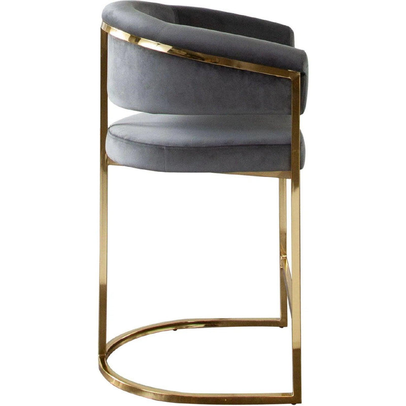 Solstice Counter Height Chair in Grey Velvet with Polished Gold Metal Frame Counter Stools LOOMLAN By Diamond Sofa