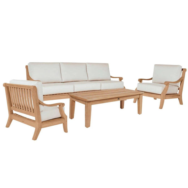 Sonoma 4-Piece Teak Outdoor Patio Deep Seating Set with Sunbrella Cushions Outdoor Lounge Sets LOOMLAN By HiTeak