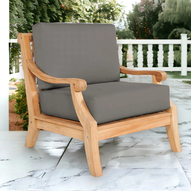 Sonoma Teak Deep Seating Outdoor Club Chair with Sunbrella Cushion Outdoor Lounge Chairs LOOMLAN By HiTeak