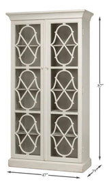 Sonya Bookcase Curio Glass Doors Antique White Buffets & Curios LOOMLAN By Sarreid