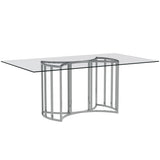 Sophia Chrome and Glass Silver Rectangular Dining Table Dining Tables LOOMLAN By Bassett Mirror