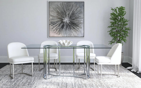 Sophia Chrome and Glass Silver Rectangular Dining Table Dining Tables LOOMLAN By Bassett Mirror