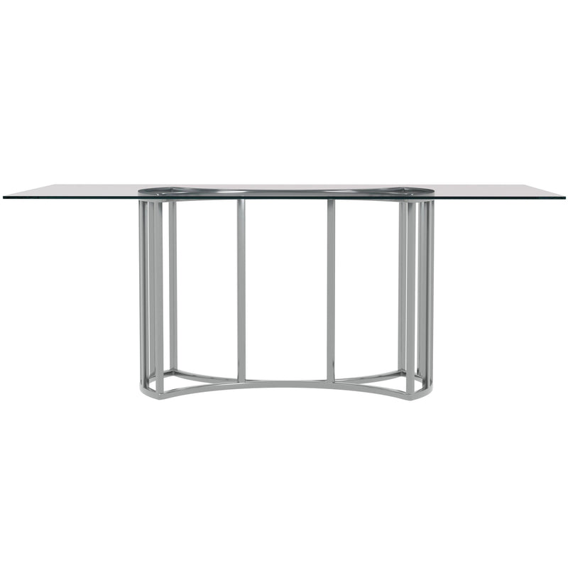 Sophia Chrome and Glass Silver Rectangular Dining Table Dining Tables LOOMLAN By Bassett Mirror