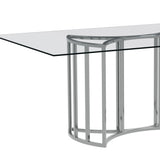 Sophia Chrome and Glass Silver Rectangular Dining Table Dining Tables LOOMLAN By Bassett Mirror