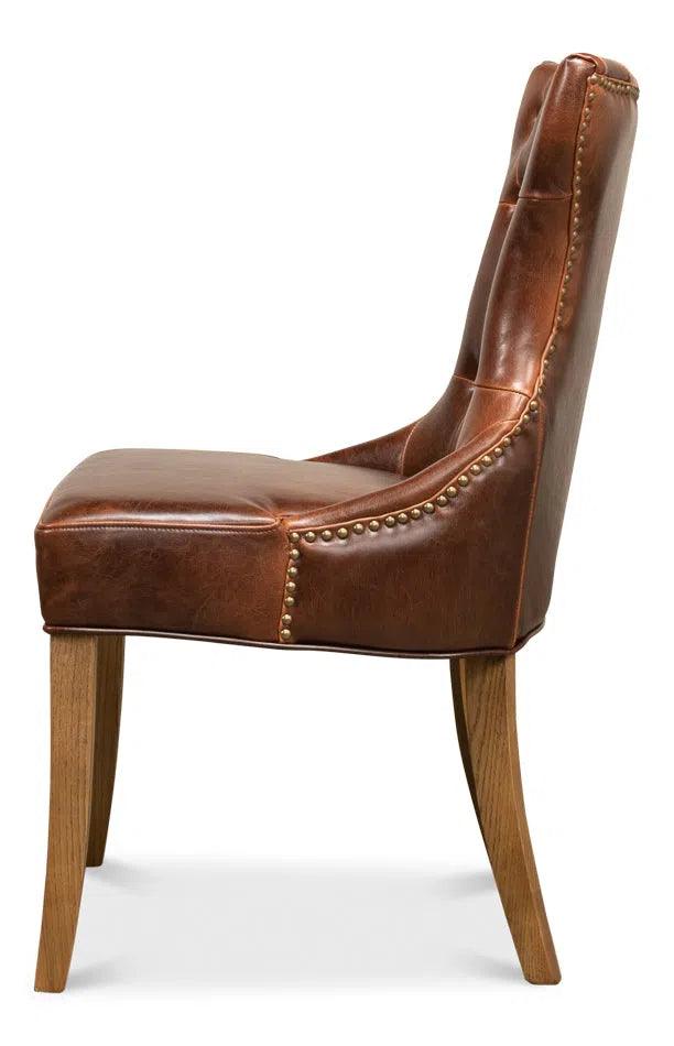 Sophie Dining Chairs Set of 2 Dark Brown Leather Dining Chairs LOOMLAN By Sarreid