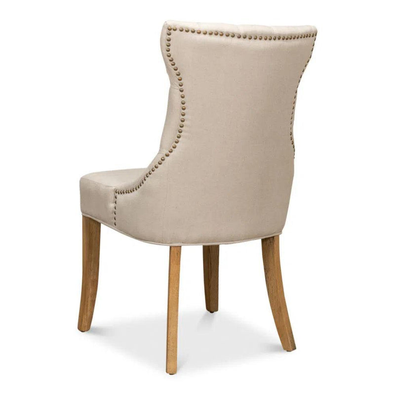 Sophie Dining Chairs Set of 2 Ivory - Off White Linen Dining Chairs LOOMLAN By Sarreid