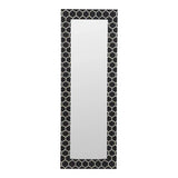 Sosa Art Deco Bone Inlay Mosaic Black Floor Mirror Floor Mirrors LOOMLAN By Moe's Home