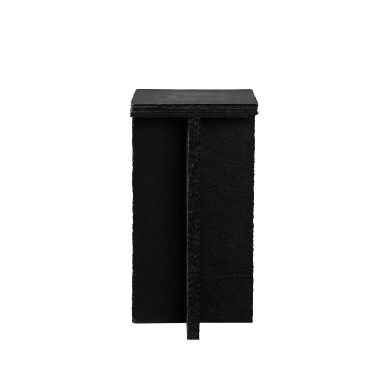 Spectre Slat Stone Black Square Accent Table Side Tables LOOMLAN By Diamond Sofa