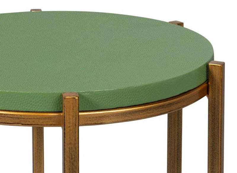 Spence Mdf and Iron Green Round Side Table Side Tables LOOMLAN By Sarreid