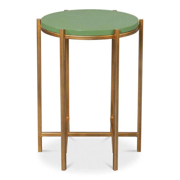 Spence Mdf and Iron Green Round Side Table Side Tables LOOMLAN By Sarreid