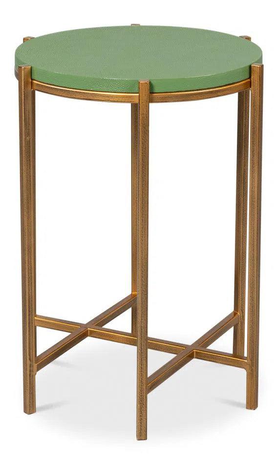 Spence Mdf and Iron Green Round Side Table Side Tables LOOMLAN By Sarreid