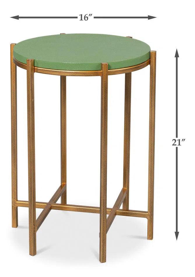 Spence Mdf and Iron Green Round Side Table Side Tables LOOMLAN By Sarreid