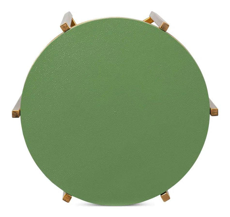 Spence Mdf and Iron Green Round Side Table Side Tables LOOMLAN By Sarreid