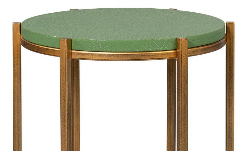 Spence Mdf and Iron Green Round Side Table Side Tables LOOMLAN By Sarreid