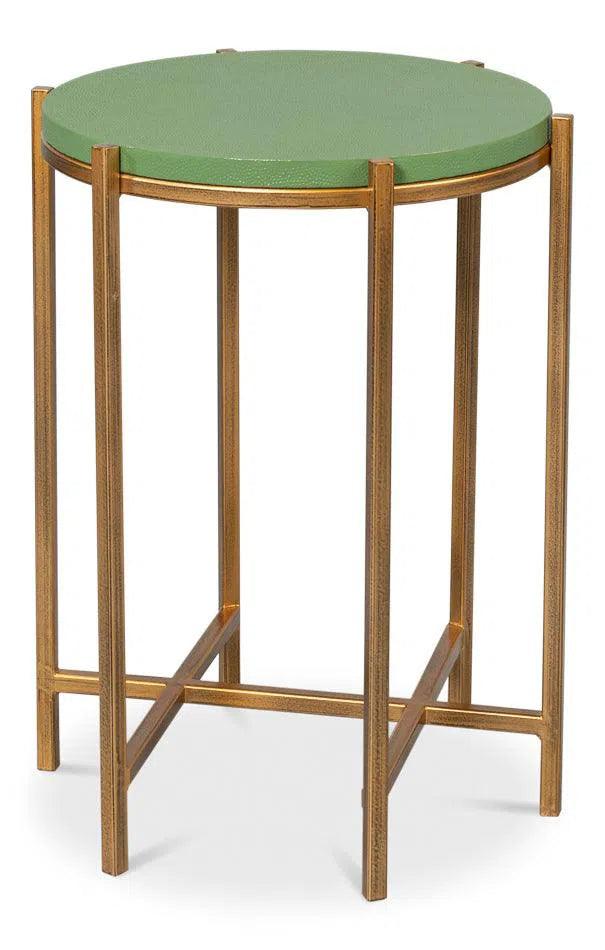 Spence Mdf and Iron Green Round Side Table Side Tables LOOMLAN By Sarreid