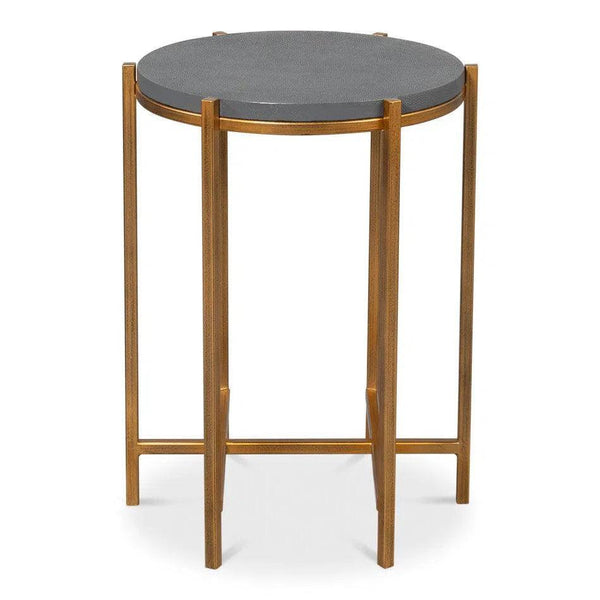 Spence Mdf and Iron Grey Round Side Table Side Tables LOOMLAN By Sarreid