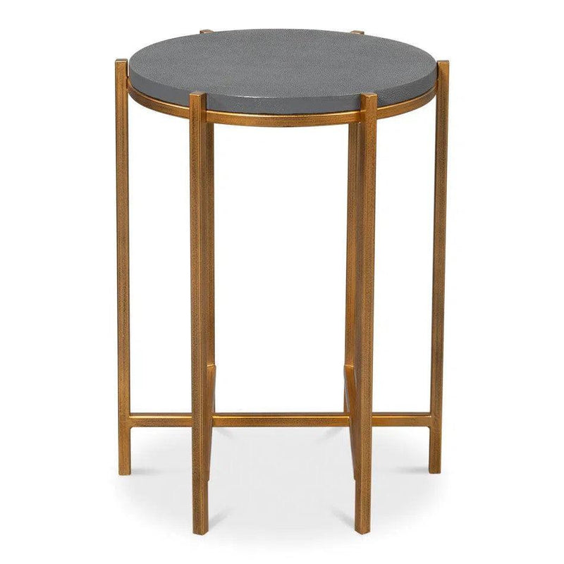 Spence Mdf and Iron Grey Round Side Table Side Tables LOOMLAN By Sarreid