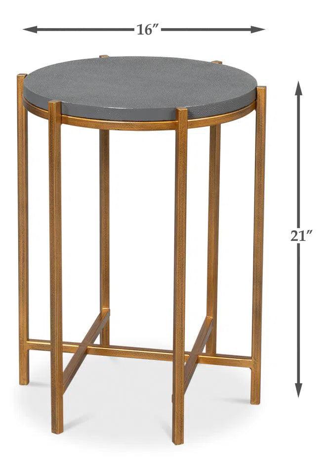 Spence Mdf and Iron Grey Round Side Table Side Tables LOOMLAN By Sarreid