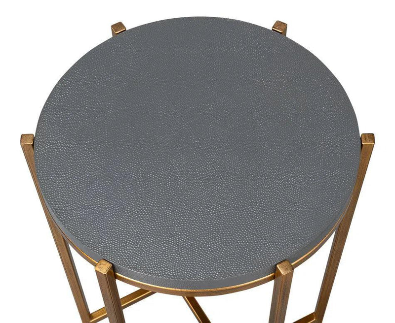 Spence Mdf and Iron Grey Round Side Table Side Tables LOOMLAN By Sarreid