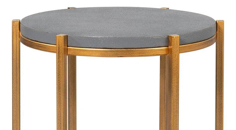 Spence Mdf and Iron Grey Round Side Table Side Tables LOOMLAN By Sarreid