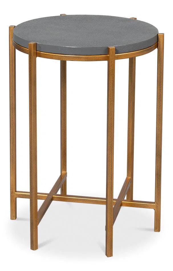 Spence Mdf and Iron Grey Round Side Table Side Tables LOOMLAN By Sarreid