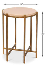 Spence Mdf and Iron Tan Round Side Table Side Tables LOOMLAN By Sarreid