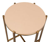 Spence Mdf and Iron Tan Round Side Table Side Tables LOOMLAN By Sarreid