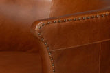 Spencer Distilled Leather Brown Swivel Armless Chair Club Chairs LOOMLAN By Sarreid