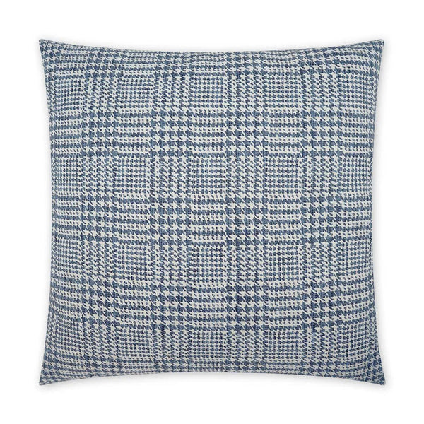 Spencer Traditional Plaid Check Blue Large Throw Pillow With Insert Throw Pillows LOOMLAN By D.V. Kap