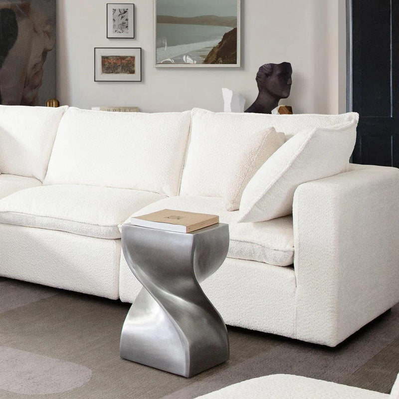 Spire Square Accent Table in Casted Aluminum in Nickel Finish Side Tables LOOMLAN By Diamond Sofa