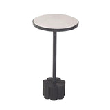 Sprout Iron and Marble White Round Accent Table Side Tables LOOMLAN By Bassett Mirror