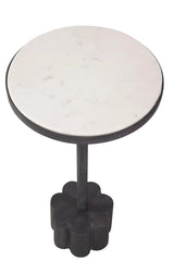 Sprout Iron and Marble White Round Accent Table Side Tables LOOMLAN By Bassett Mirror