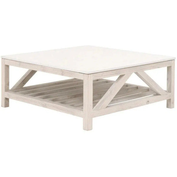 Spruce Square Coffee Table White Wash Pine White Quartz Coffee Tables LOOMLAN By Essentials For Living