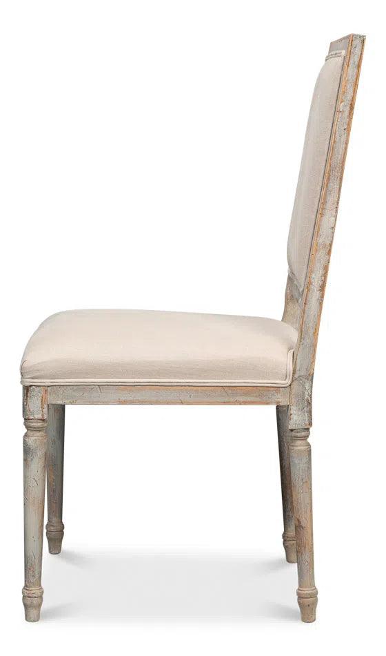 Square Back Dining Chairs Set of 2 Grey Oak Flax Dining Chairs LOOMLAN By Sarreid
